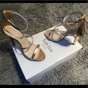 Rose Gold Metallic David’s Bridal Sandals